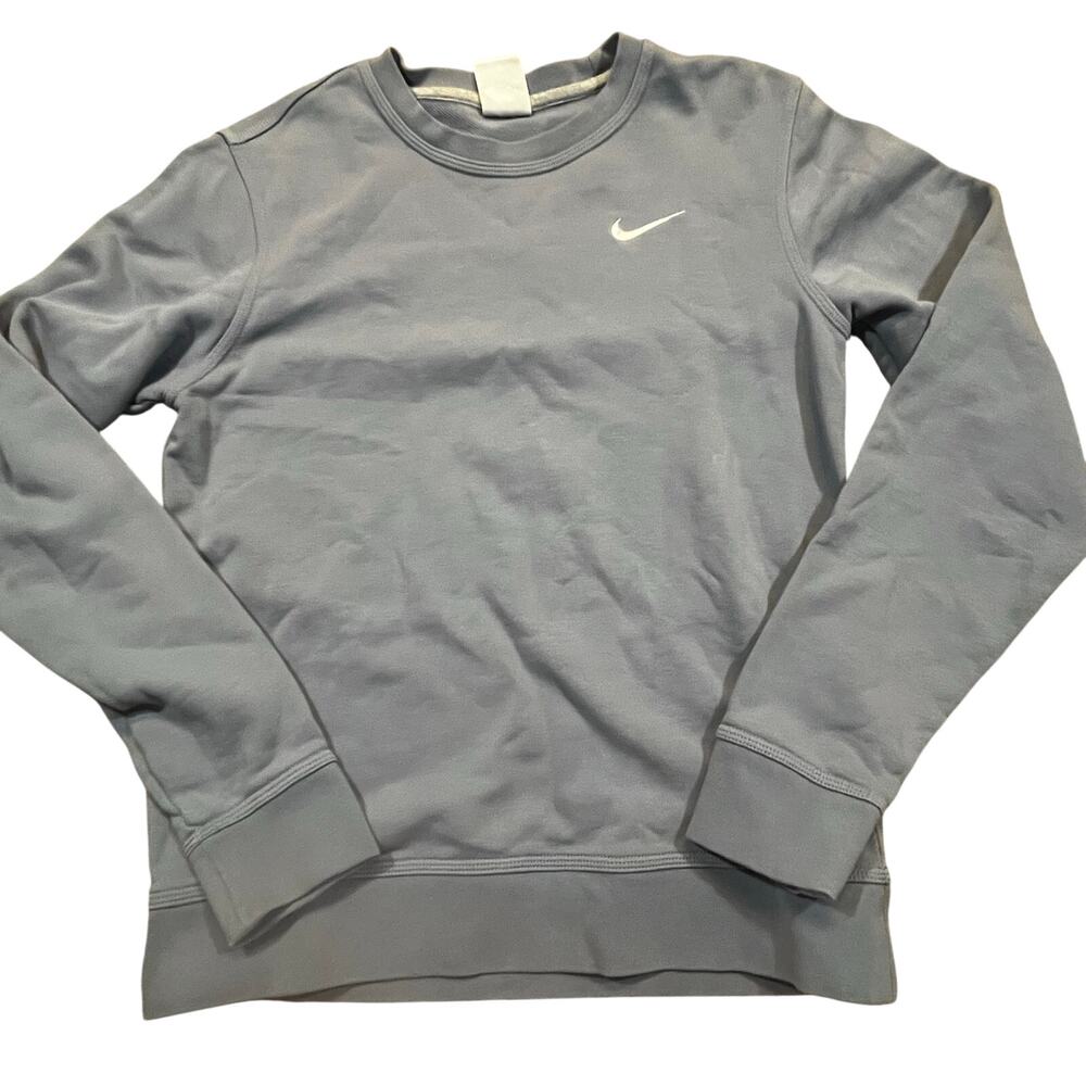 Nike Gray Crewneck Sweatshirt Women S Swoosh Logo Pullover Athleisure Lavender 